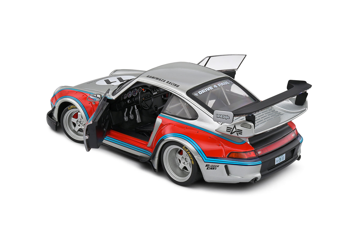 1:18 RWB Bodykit Porsche 911, #11 Martini Racing Livery, Solido 1808502, delvis åben model