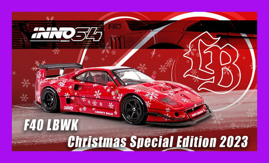 1:64 LBWK Ferrari F40, XMAS 2023 Special Edition, rød, Inno64