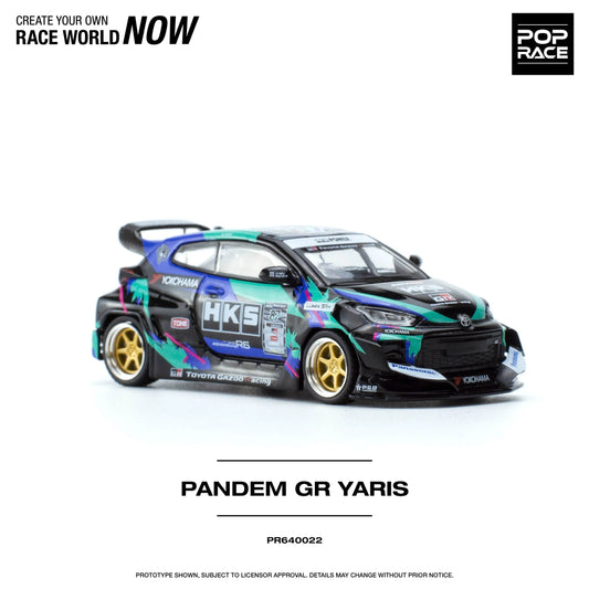 1:64 Toyota Yaris Pandem GR, sort/grøn/blå, Pop Race