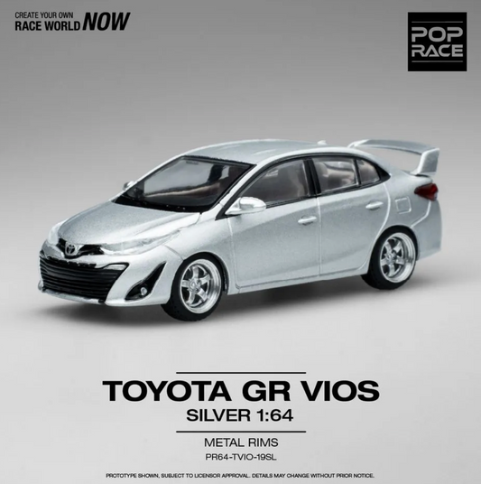 1:64 Toyota GR VIOS, sølvmetallic, Pop Race