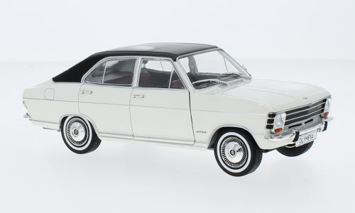 1:24 Opel Olympia A, hvid med sort tag, WhiteBox, delvis åben model