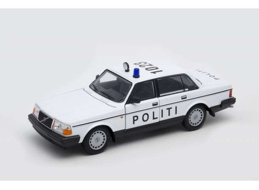 1:24 Volvo 240 GL, 1986, Dansk politibil, Welly, delvis åben model