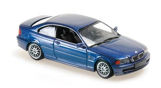 1:43 BMW 328Ci Coupé E46, 1999, blåmetallic, Minichamps 940028321, lukket model