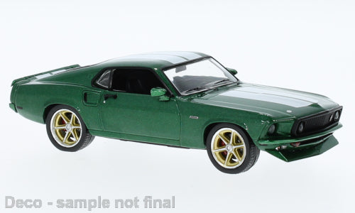 1:43 Ford Mustang Custom, grønmetallic, IXO, lukket model