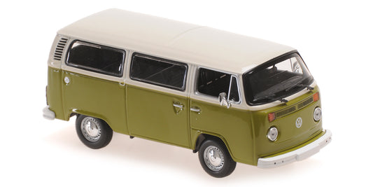 1:43 VW T2 Bus, 1972, hvid/grøn, Minichamps 940053000, lukket model