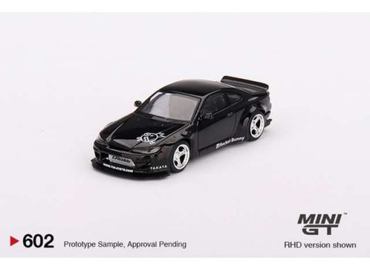 1:64 Nissan Silvia S15 Rocket Bunny, black pearl metallic, MiniGT