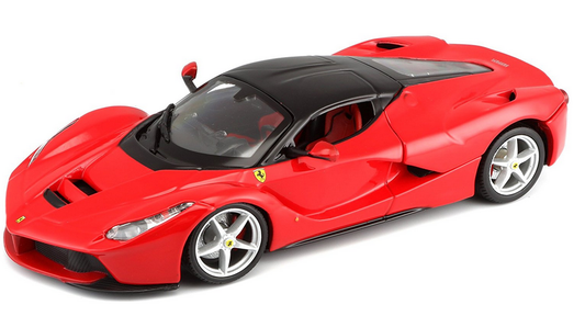 1:24 Ferrari LaFerrari, rød/sort, Burago 26001, delvis åben model