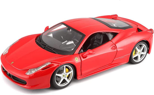 1:24 Ferrari 458 Italia, rød, Burago 26003, delvis åben model