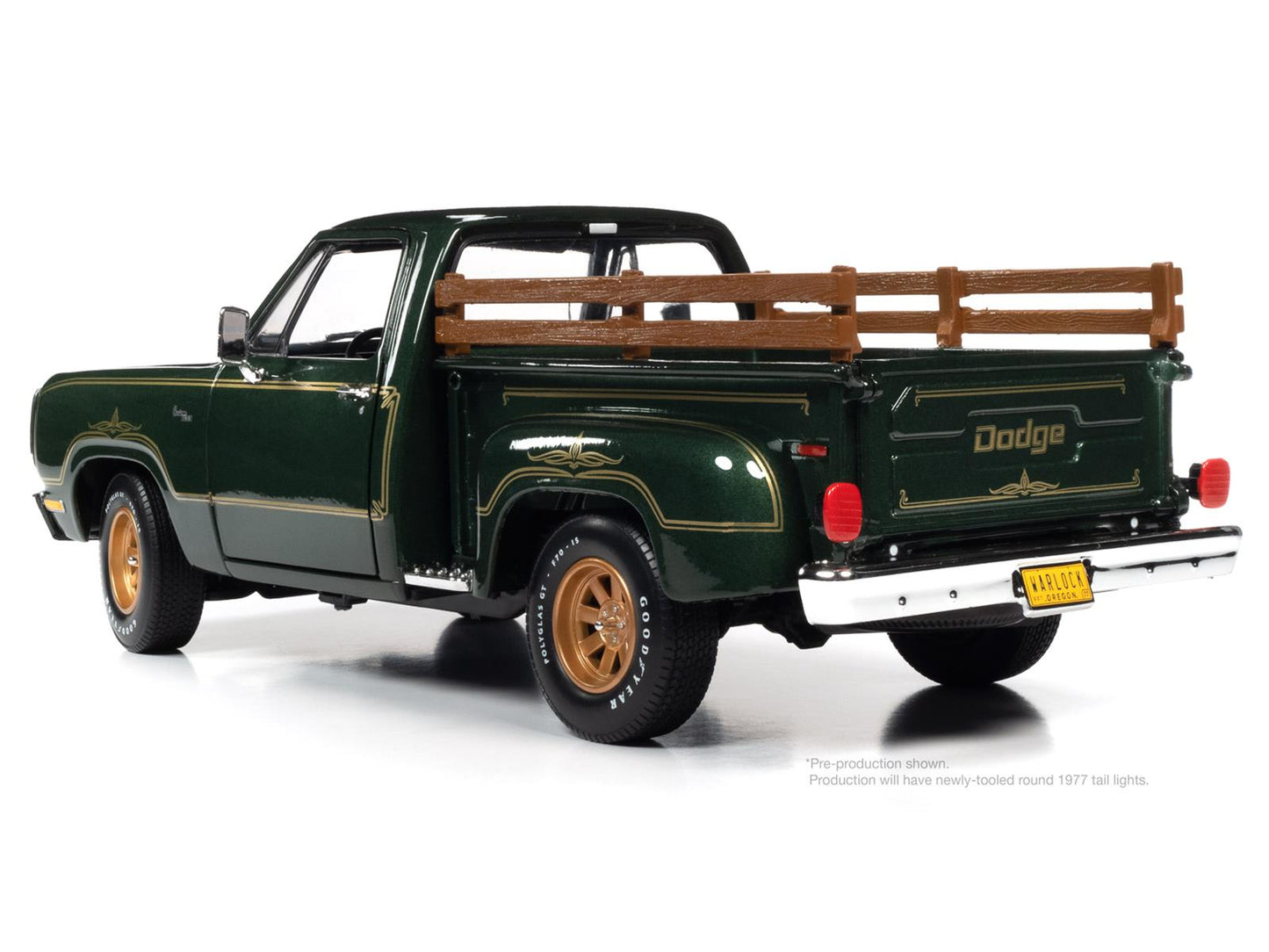 1:18 Dodge Warlock Pickup truck, 1977, grønmetallic, AutoWorld AMM1243, åben model