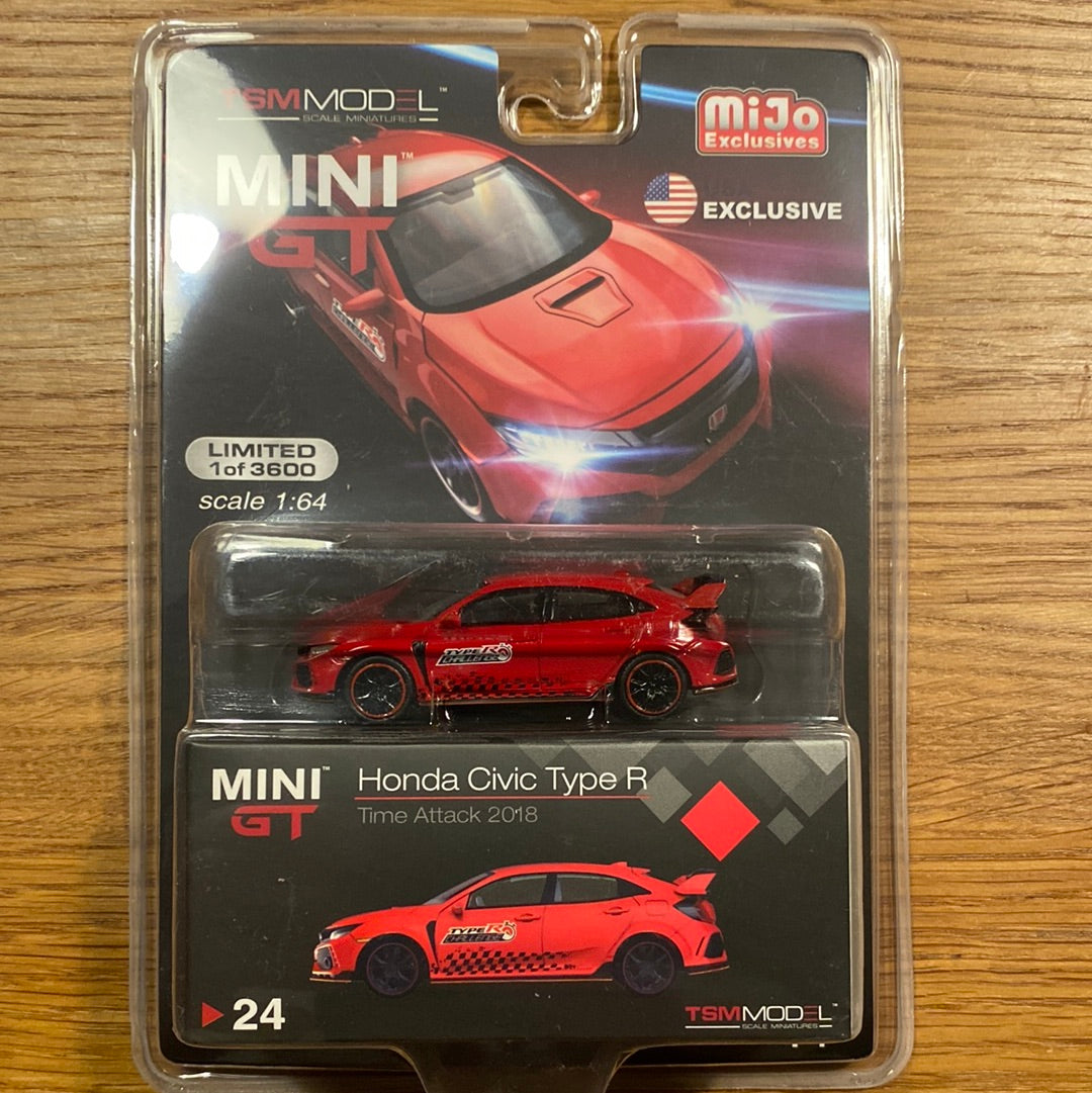 1:64 Honda Civic Type-R FK8, rød/sort, Time Attack 2018, MiniGT, limited