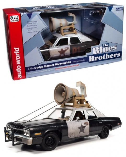 1:18 Dodge Monaco Police Pursuit, 1974, sort/hvid, Blues Brothers, film, movie, AutoWorld, åben model