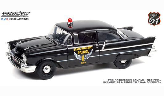 1:18 Chevrolet 150 Sedan, 1957, sort, Ohio State Highway Patrol, åben model