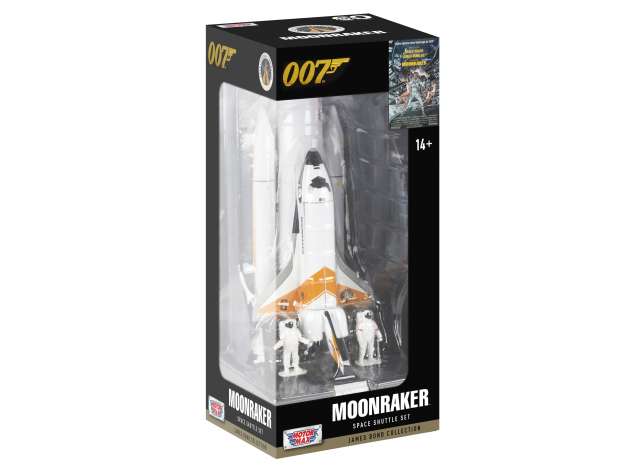 Space Shuttle diorama med figurer, James Bond Moonraker movie, hvid