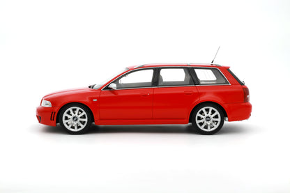 1:18 Audi RS4 B5, rød, Ottomobile OT1026B, dealerversion med sort/gråt indtræk, lukket model, limited