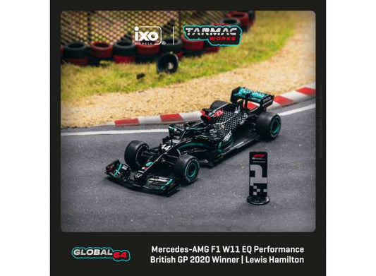 1:64 Mercedes Benz AMG F1 W11 EQ Performance, #44 Lewis Hamilton, Vinder British Grand Prix 2020, sort/sølv, Tarmac