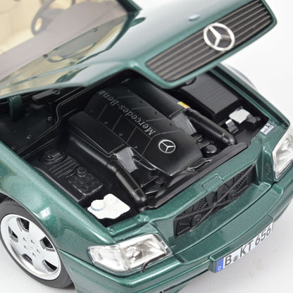 1:18 Mercedes-Benz SL500 R129, 1999, grønmetallic, Norev 183753, åben model