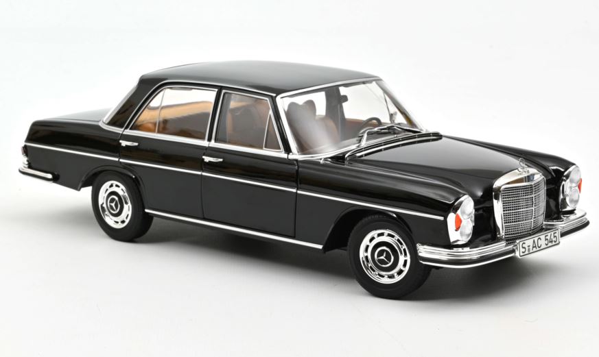 1:18 Mercedes-Benz 280SE, 1968, sort, Norev 183762, åben model
