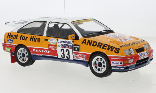 1:18 Ford Sierra RS Cosworth, #33, Andrews, Rally WM, RAC Rallye R.Brookes/N.Wilson, IXO, lukket model