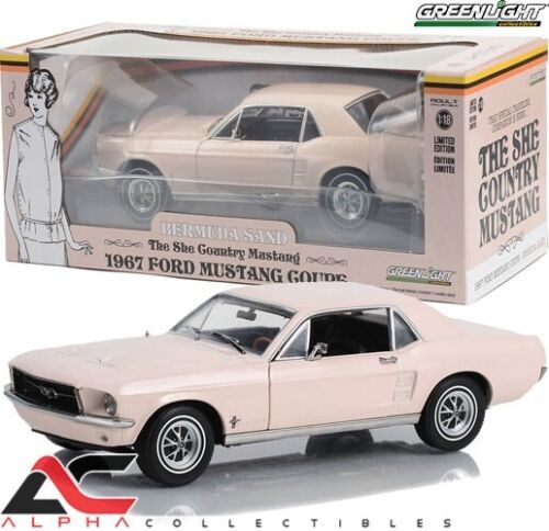 1:18 Ford Mustang Coupé, 1967, Bermuda Sand, The She Country Mustang, Greenlight 13642, åben model