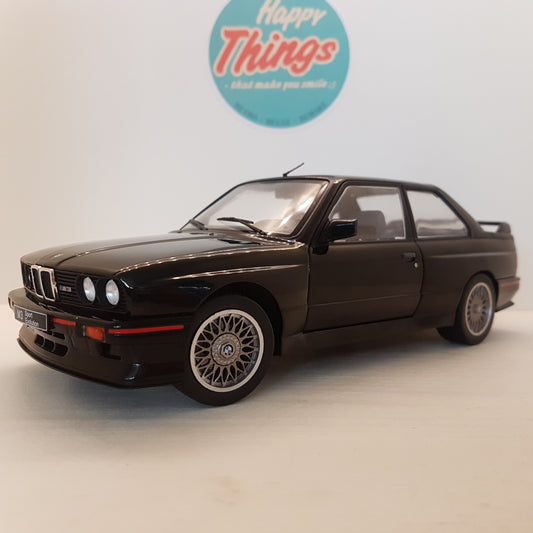 1:18 BMW M3 Sport EVO E30, 1990, sort, Solido, delvis åben model