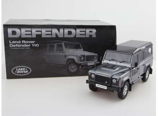 1:18 Land Rover Defender 110 LHD,gråmetallic, Dorlop, åben model