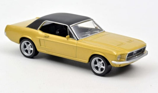1:43 Ford Mustang Coupé, 1968, guldmetallic med sort tag, Norev 430401-6 Jet-Car