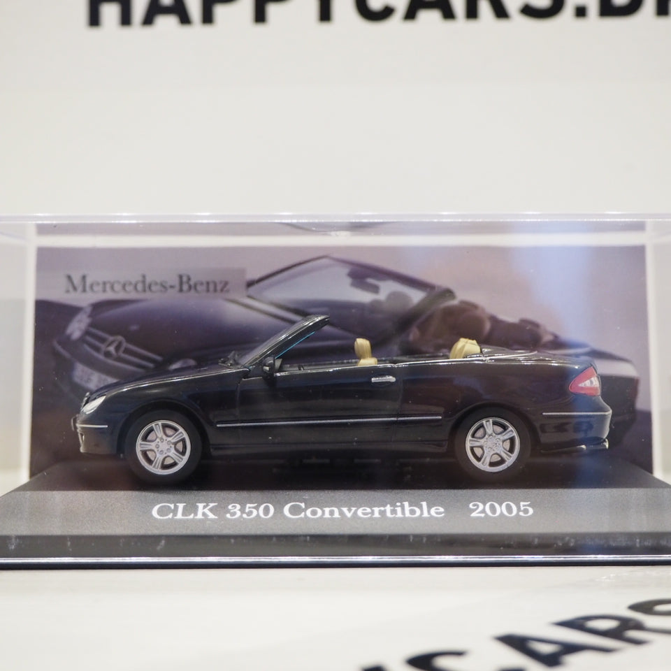 1:43 Mercedes-Benz CLK350 cabriolet, mørkeblå/sort, 2005, lukket model