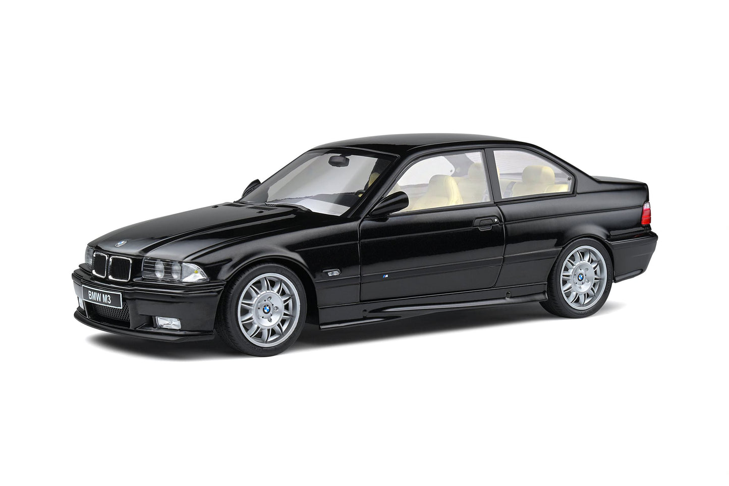 1:18 BMW E36 M3, sort, Solido 421181140, delvis åben model