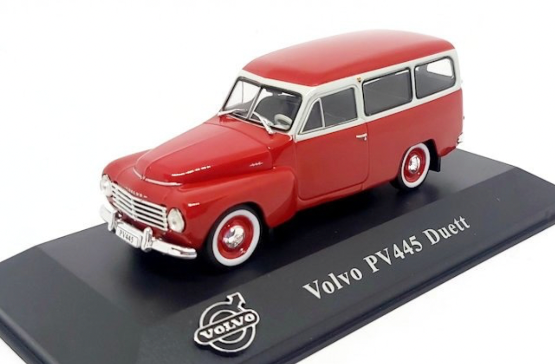 1:43 Volvo PV445 Duett, rød/hvid, Magazine Models, lukket model