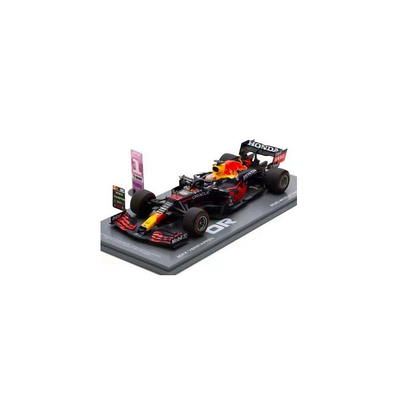 1:18 Red Bull RB16B, #33 Verstappen, 2021 Abu Dhabi, Formula One Champion inkl. pltboard #1, Spark Models 18S609, motorsport, inkl. akryl display